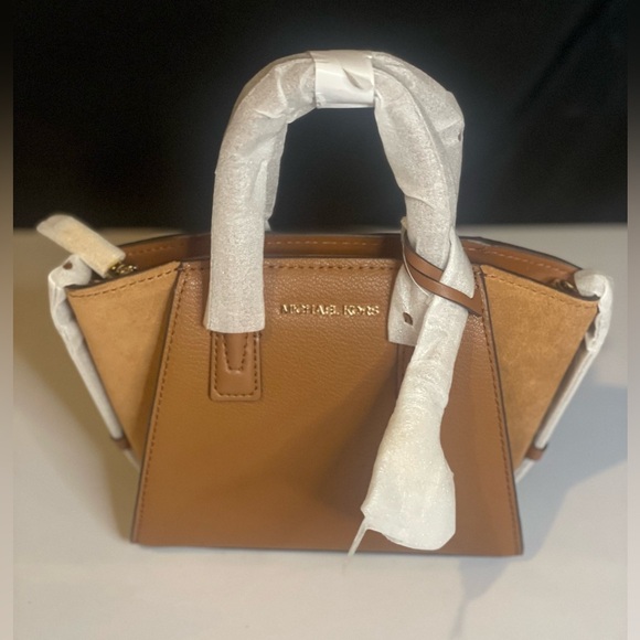 Michael Kors Avril Extra-Small Leather and‎ Suede Satchel Brown Handbag - Picture 3 of 5